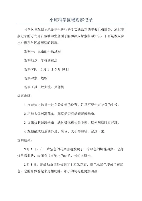 小班科学区域观察记录