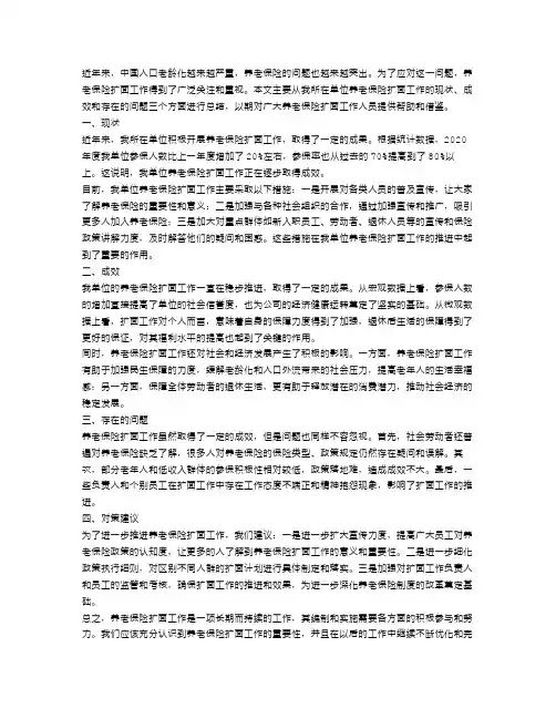 养老保险扩面的工作总结范文