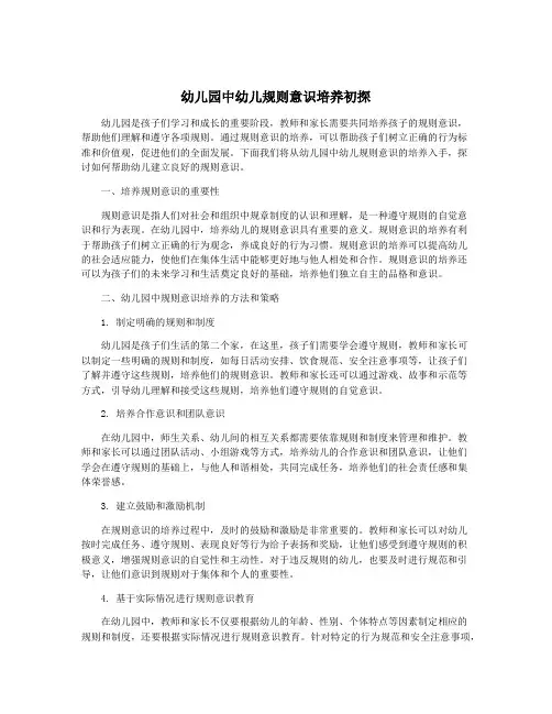 幼儿园中幼儿规则意识培养初探