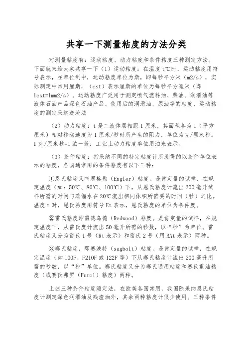 分享一下测量粘度的方法分类