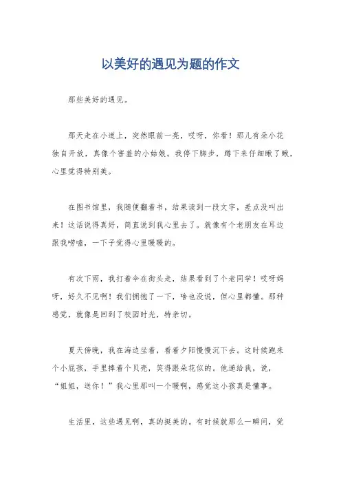 以美好的遇见为题的作文