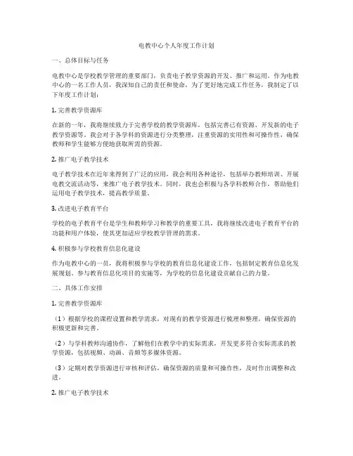 电教中心个人年度工作计划