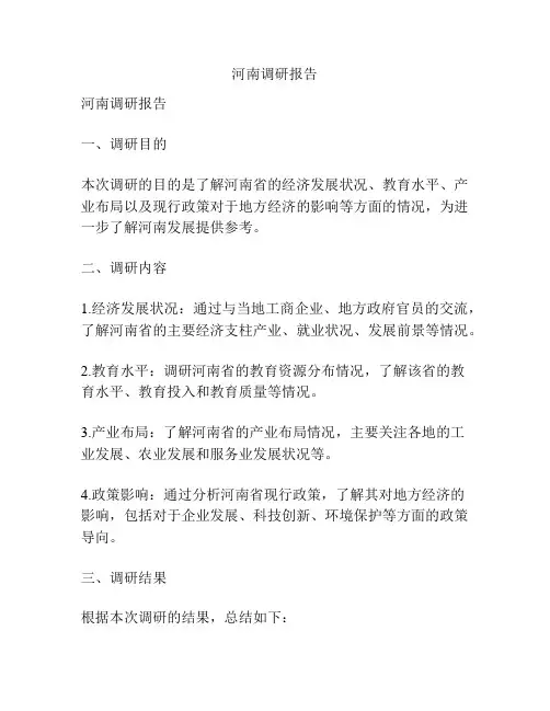 河南调研报告