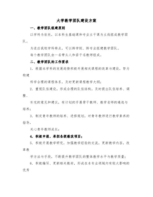 大学教学团队建设方案(二篇)