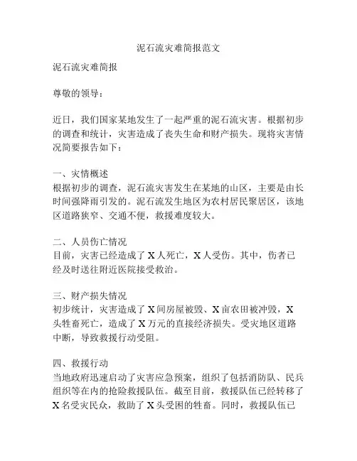 泥石流灾难简报范文