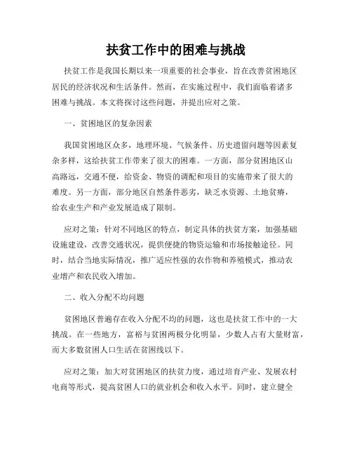 扶贫工作中的困难与挑战