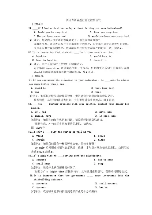 英语专四真题汇总之虚拟语气