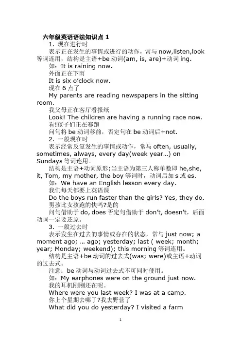 六年级英语语法知识点