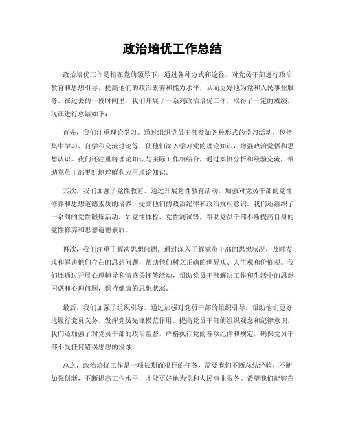 政治培优工作总结