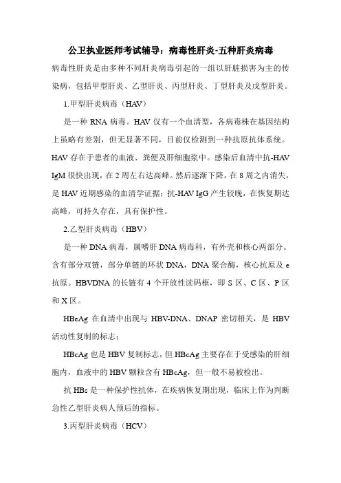公卫执业医师考试辅导：病毒性肝炎-五种肝炎病毒