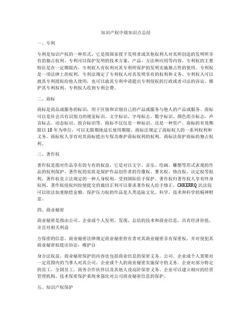 知识产权中级知识点总结