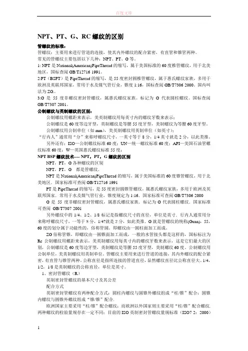 NPTPTGRC螺纹的区别