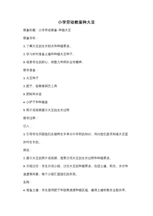 小学劳动教案种大豆