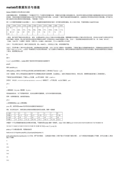 matlab的数据拟合与插值