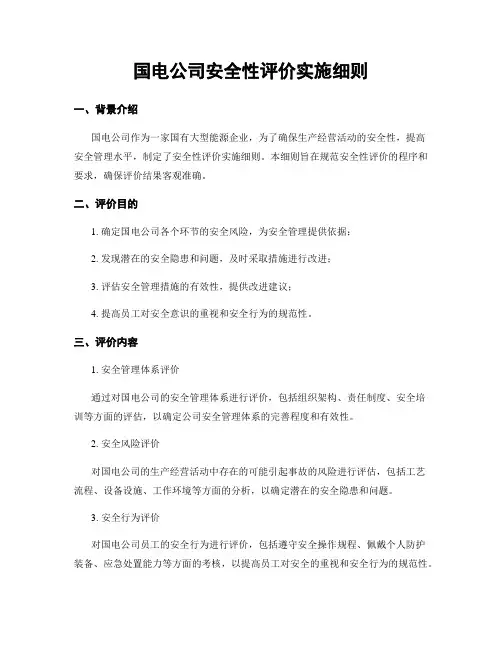 国电公司安全性评价实施细则