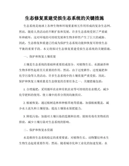 生态修复重建受损生态系统的关键措施