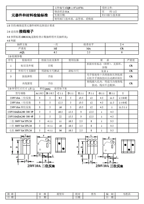 接线端子检验标准