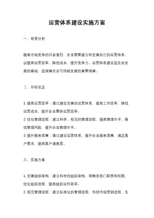运营体系建设实施方案