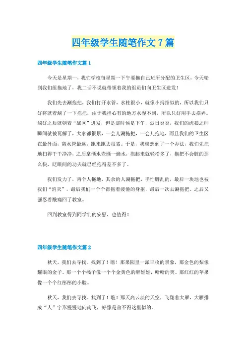 四年级学生随笔作文7篇