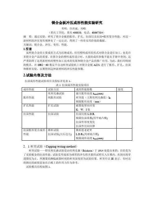文章-镁合金板冲压成形性能实验研究