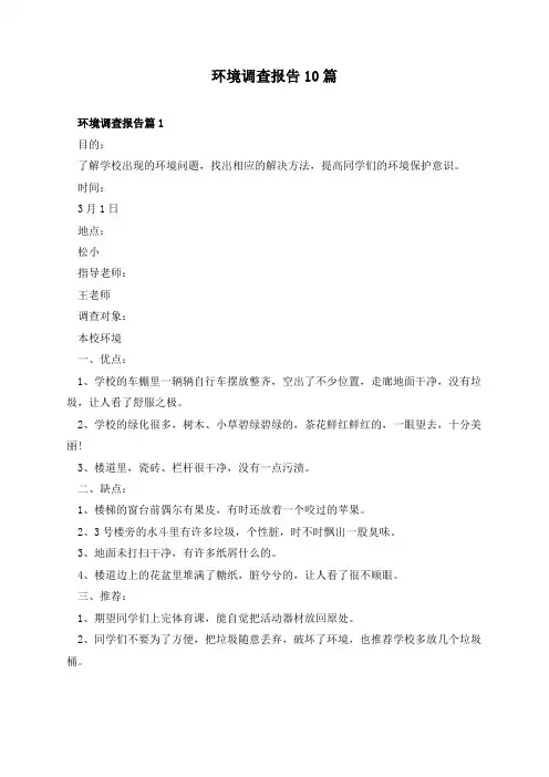 环境调查报告10篇