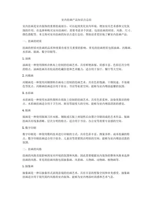 室内挂画产品知识点总结