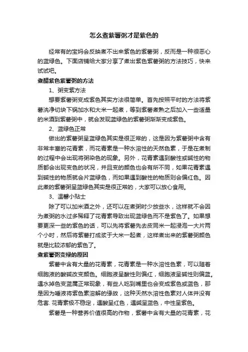 怎么煮紫薯粥才是紫色的