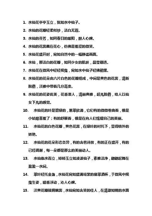 描写水仙的优美句子短句