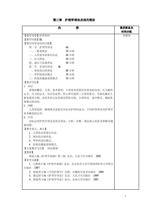 护理学理论及相关理论