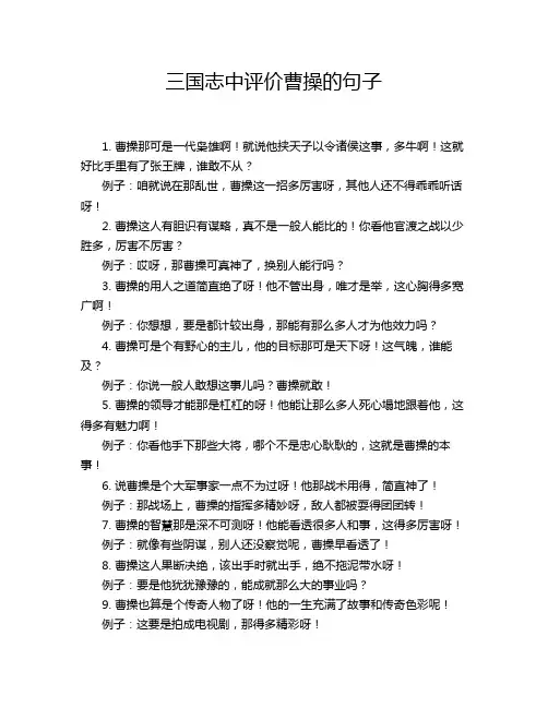 三国志中评价曹操的句子