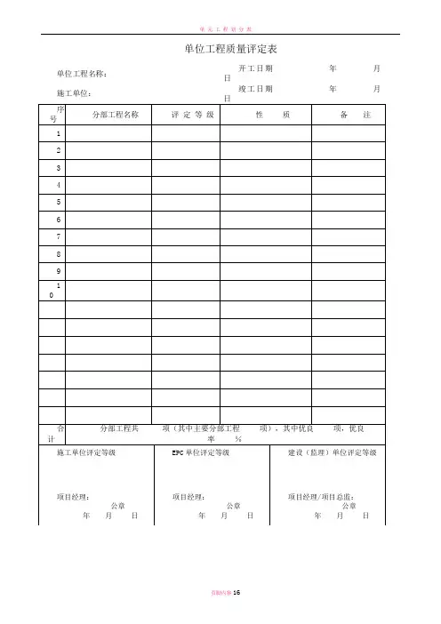质量评定表格..