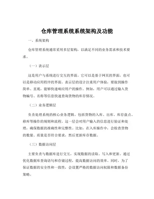 仓库管理系统系统架构及功能