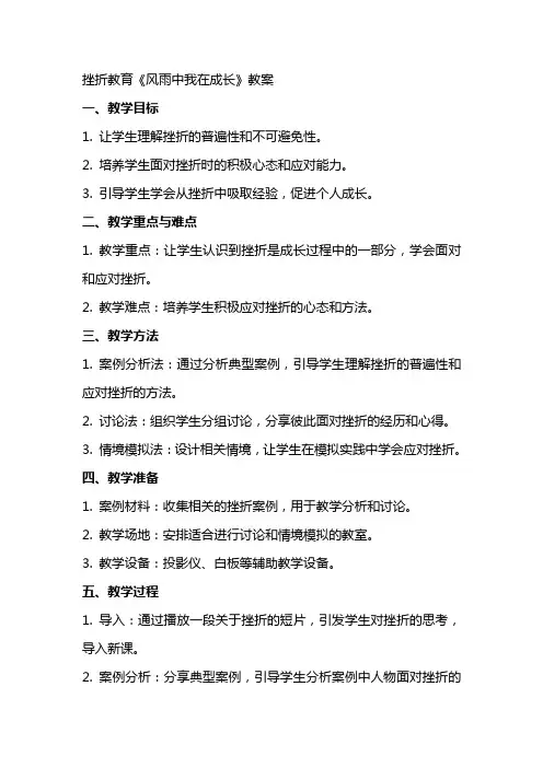 挫折教育《风雨中我在成长》教案