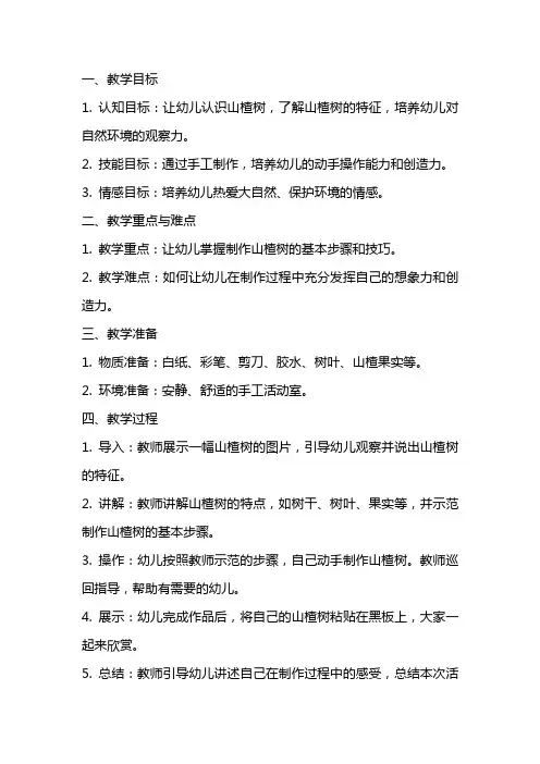 幼儿园中班美术教案《纸山楂树》及教学反思