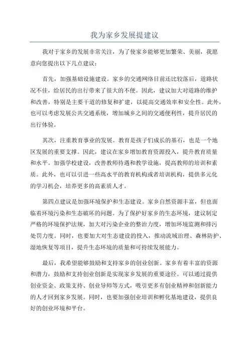 我为家乡发展提建议
