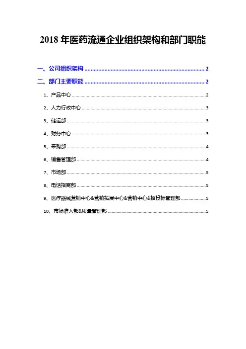 2018年医药流通企业组织架构和部门职能