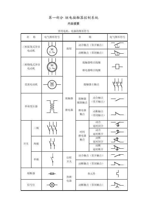 第一部分 继电接触器控制系统 复习要点n