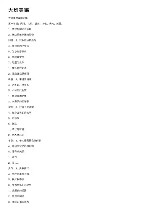 大班美德——精选推荐