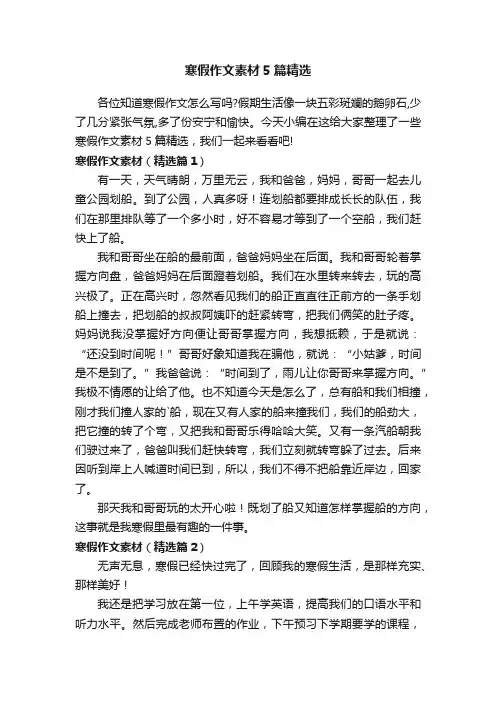 寒假作文素材5篇精选