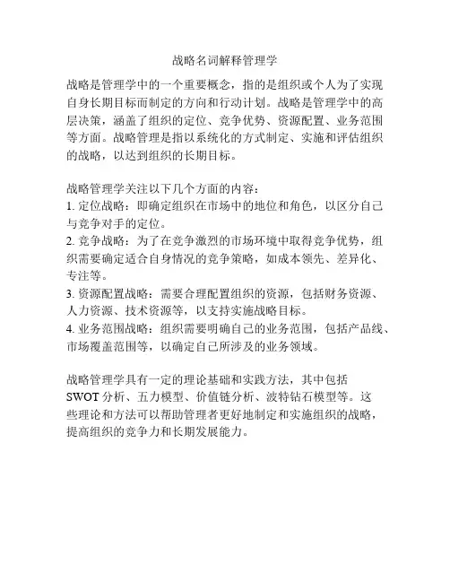 战略名词解释管理学