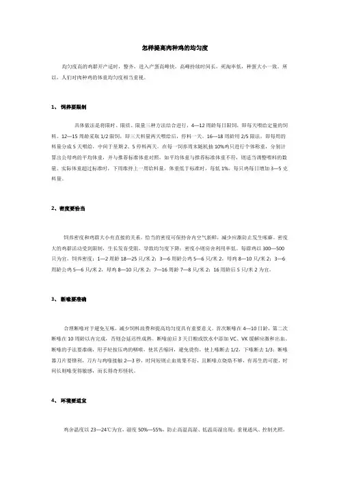 怎样提高肉种鸡的均匀度