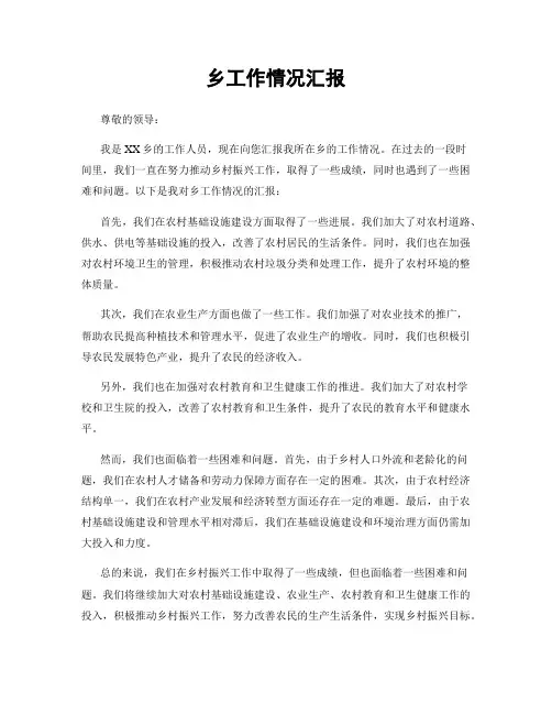乡工作情况汇报