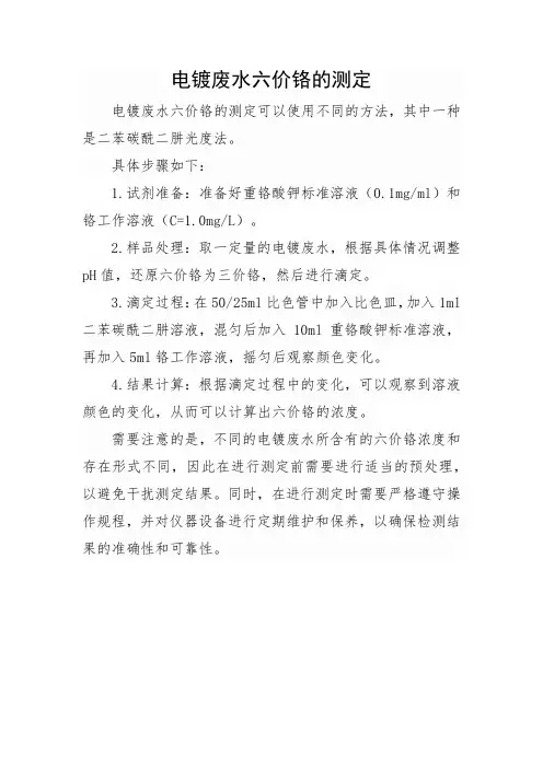 电镀废水六价铬测定