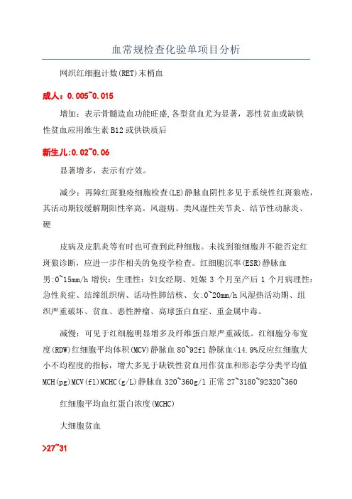 血常规检查化验单项目分析