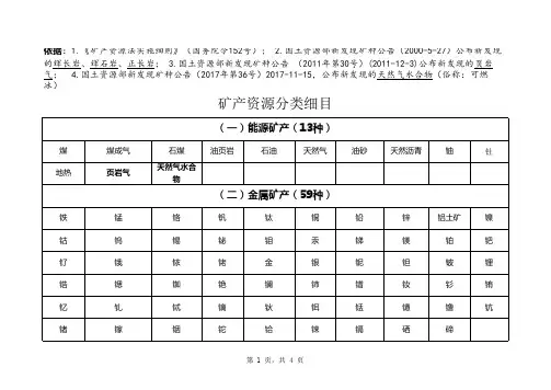 矿产资源分类细目(最全)