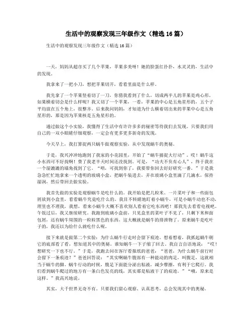生活中的观察发现三年级作文(精选16篇)