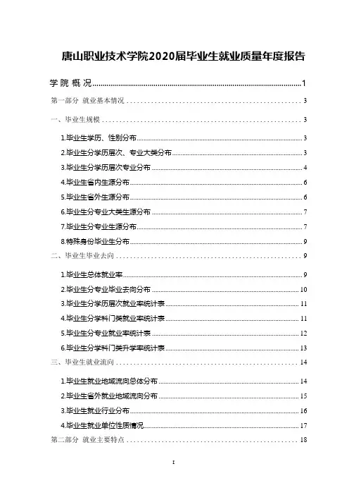 唐山职业技术学院2020届毕业生就业质量年度报告