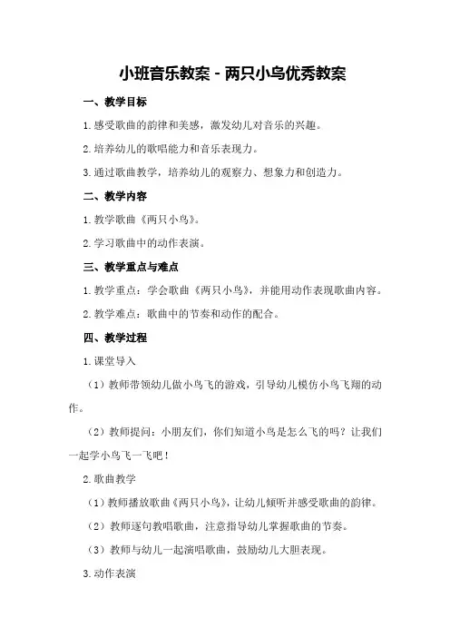小班音乐教案-两只小鸟优秀教案
