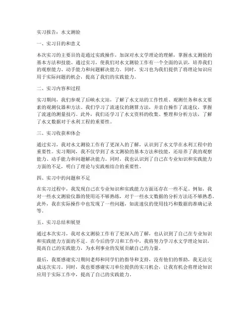 实习报告水文测验