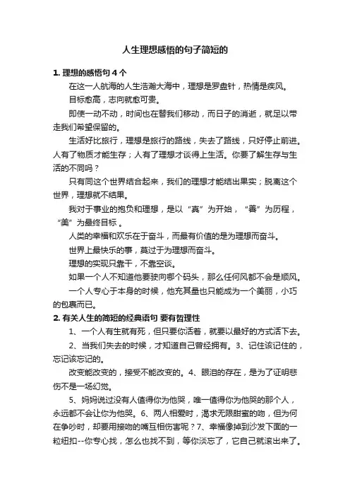 人生理想感悟的句子简短的